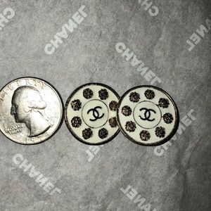 2 Authentic Enamel Chanel Camellia  Buttons